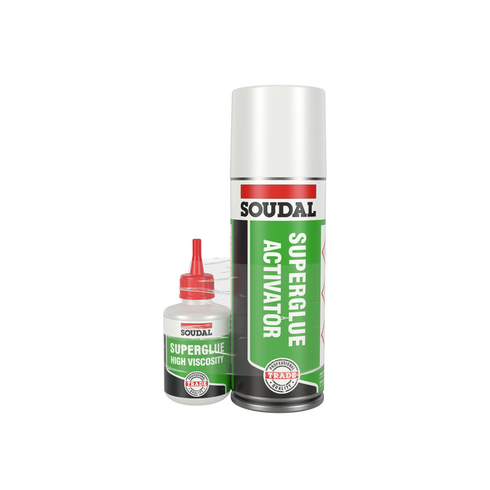 130474 - SOUDAL Mitre Bonding Kit - Superglue 50g, Activator 200ml - Clear