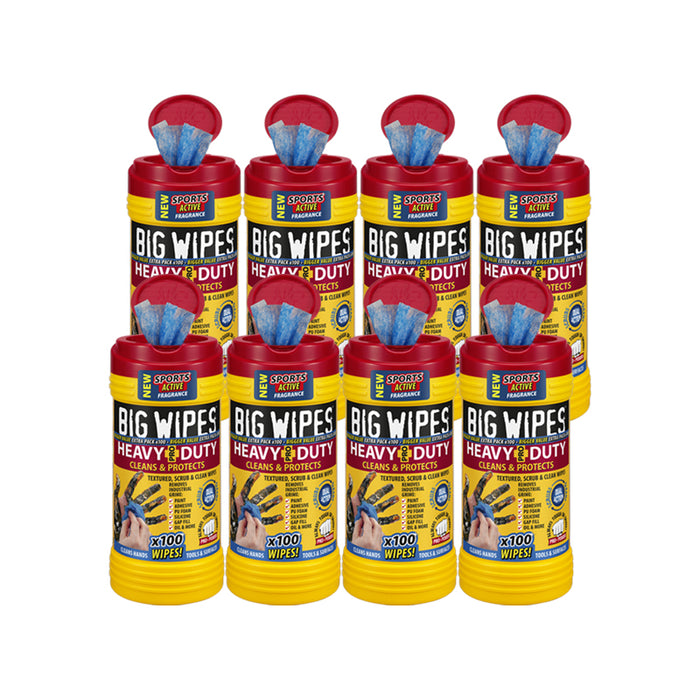 8 x Big Wipes Heavy Duty Pro+ Wipes Tub of 100 - 2420