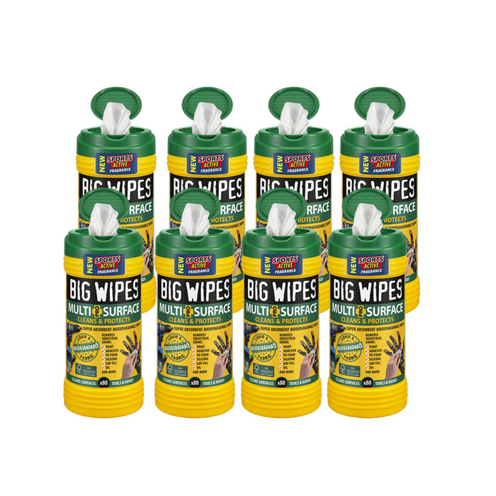 8 x Big Wipes Multi-Surface Pro+ Bio Cleaning Wipes Tub of 80 - 2440