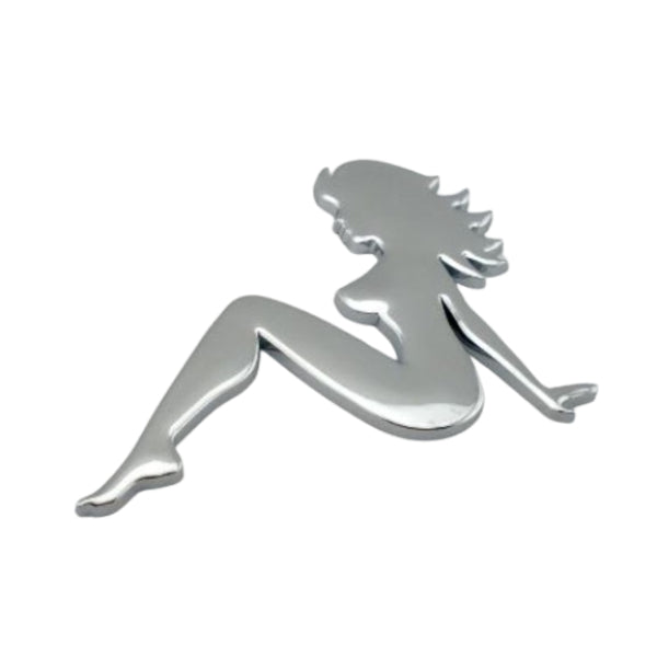 AR00575 - All Ride Grill Emblem Sexy Lady Pin Up Chrome Plated Bolt N Large