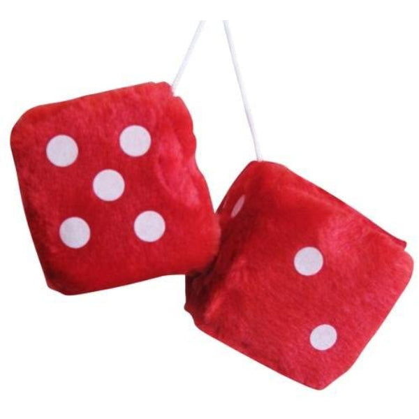 AR02987 - All Ride Mirror Decoration Fuzzy Dice Red