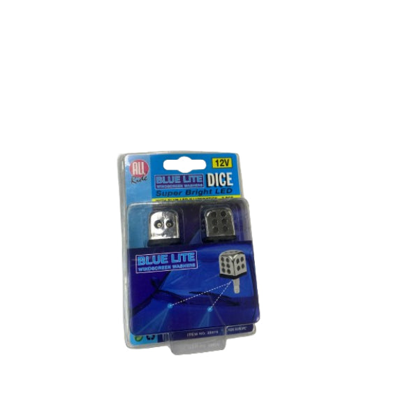 AR28676 - All Ride Windscreen Washer Set 12v 'Dice' Blue Led 2pc