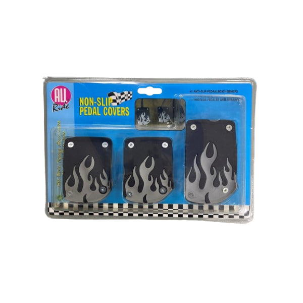 AR28841 - All Ride Pedal Cover Set 3pc Non-Slip 'Flame' Grey