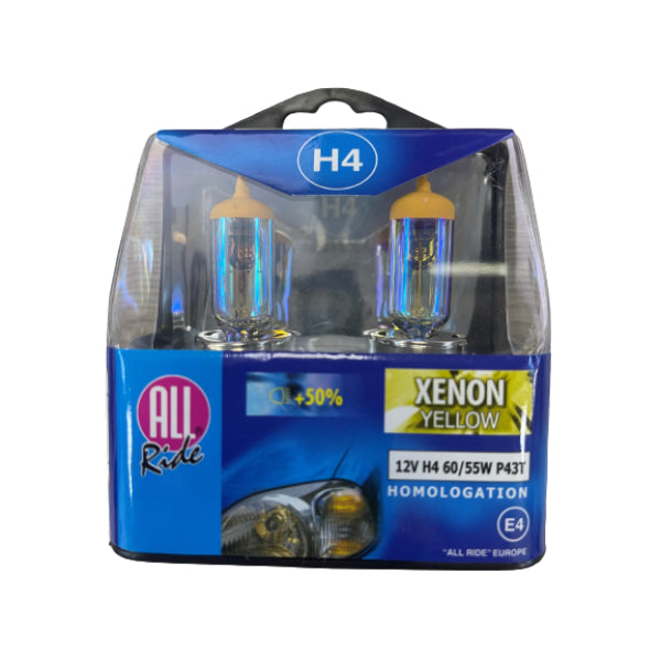 AR36233 - All Ride Headlamp Bulb Set 2pc Xenon (Mega Yellow) H4 12v