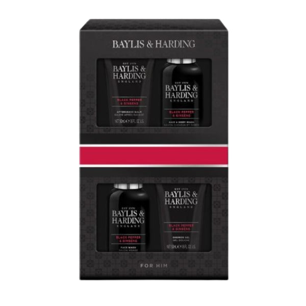 BH20BP4P - Baylis & Harding Mens Black Pepper & Ginseng 4pc Gift Set