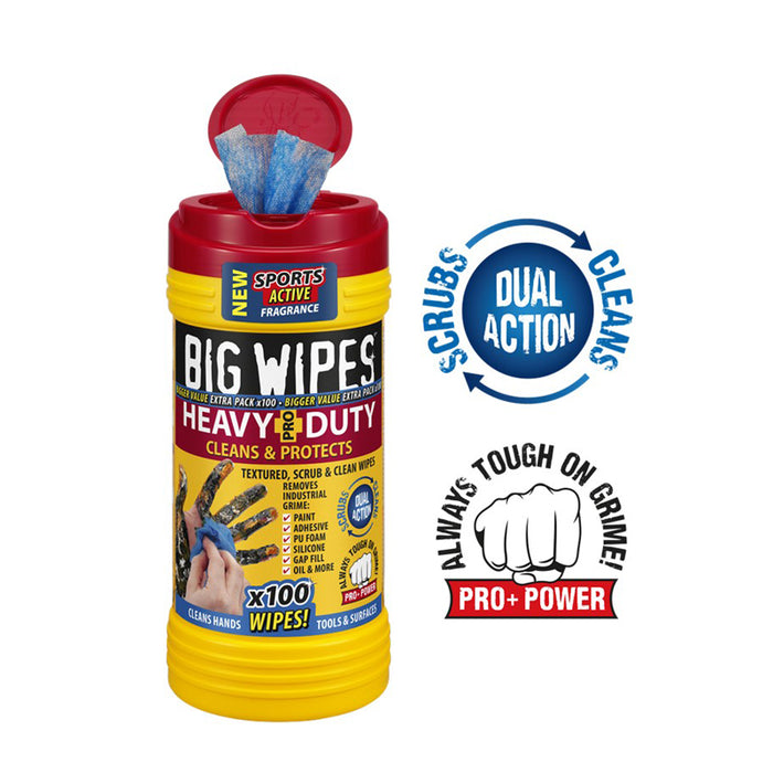 8 x Big Wipes Heavy Duty Pro+ Wipes Tub of 100 - 2420