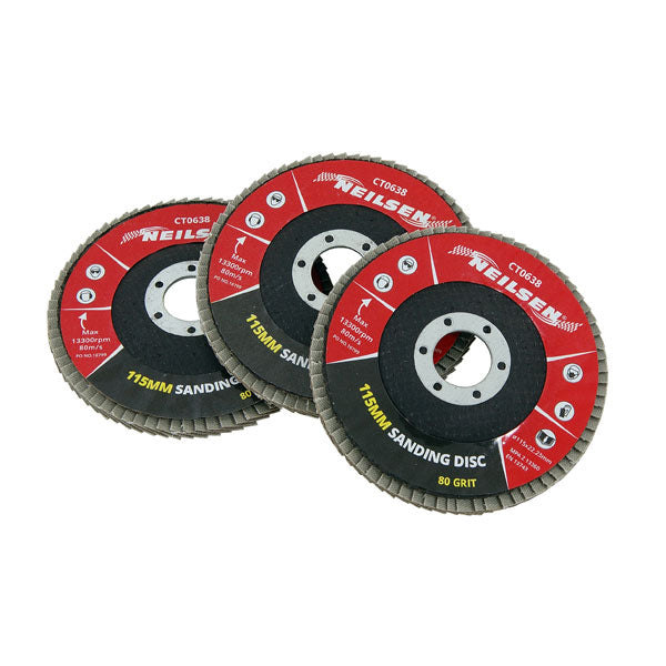 CT0638 - 3pc 4.5in Flap Disc Set - 80 Grit