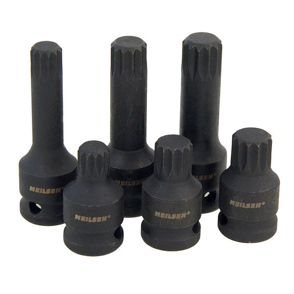 CT3353 - 6pc 1/2in DR Spline Bit Set