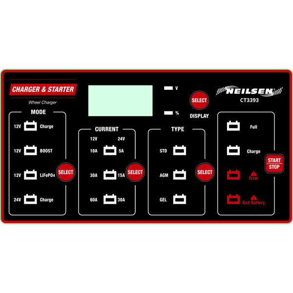 CT3393 - 12/24V 200AMP Heavy Duty Smart Trolley Battery Charger / Starter