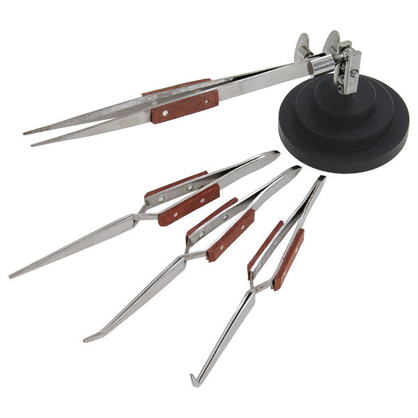 CT4444 - Hand Base Vice Set 4 Cross Locking Tweezer Soldering Solder