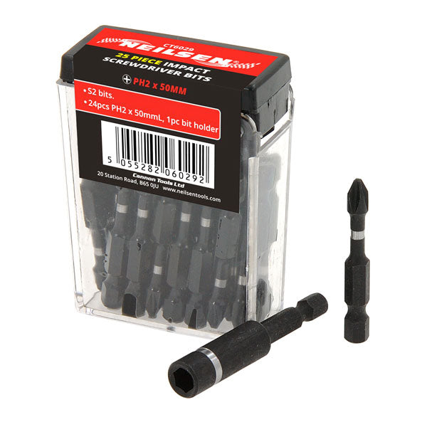 CT6029 - 25pc 50MM Impact Screwdriver Bit Box PH2