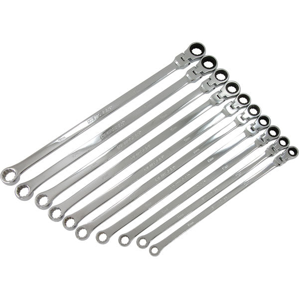 CT6618 - 10pcs Extra Long Flexible Ratcheting Spanner Set