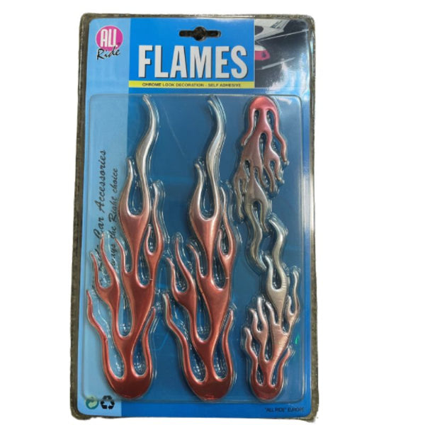 AR08923 - All Ride Sticker Kit Flame Large Chrome And Red