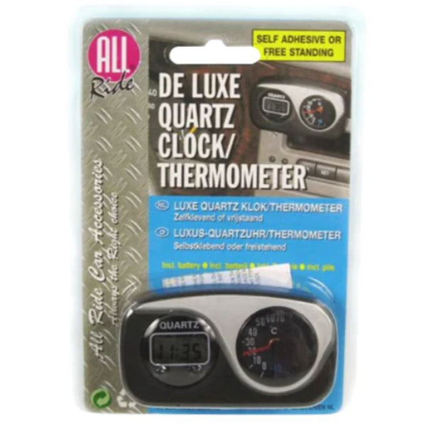 AR28343 - All Ride Clock Thermometer 'Metal Look' Deluxe Quartz