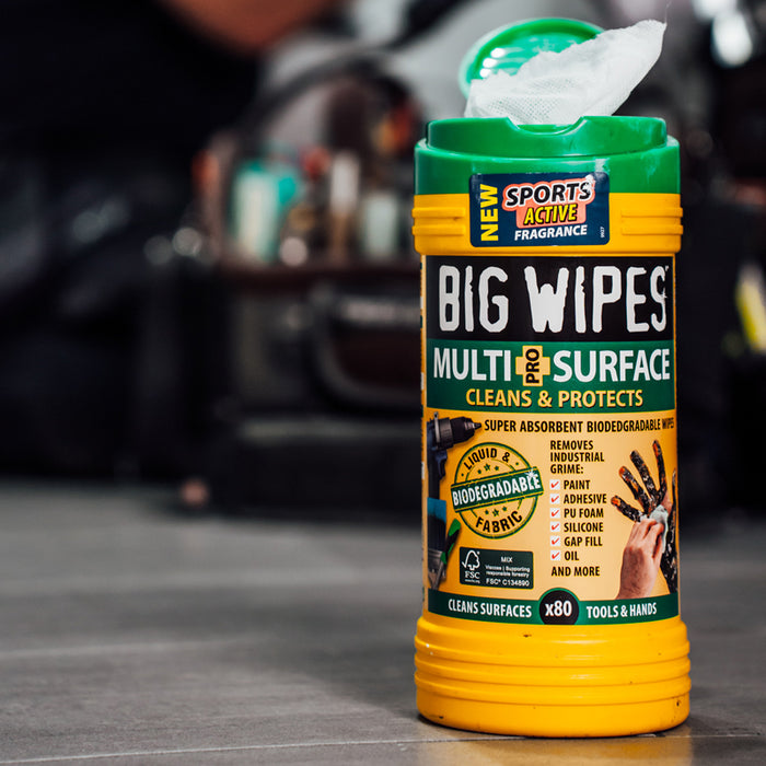 4 x Big Wipes Multi-Surface Pro+ Bio Cleaning Wipes Tub of 80 - 2440